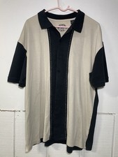 Nat Nast Luxury Men Large Silk Bowling Shirt Button Down Short Sleeve Pickstitch