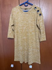As U Wish Pullover Sweater Dress M 3/4 Sleeve Orange/Tan Color Stretch