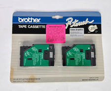  NEW Brother Tape Cassette P-touch Black on Clear 2 Pack Cartridges TC-10 12mm