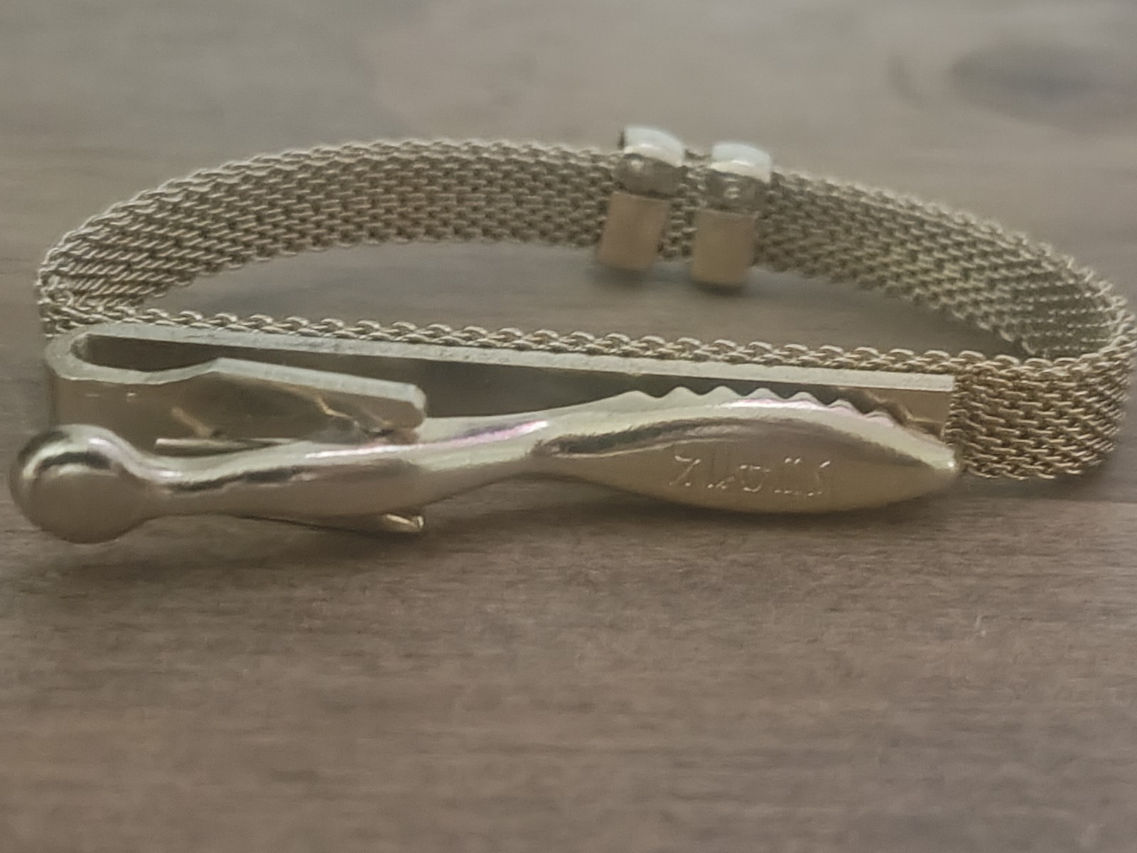 Swank Gold-Tone Mesh Tie Bar Clasp