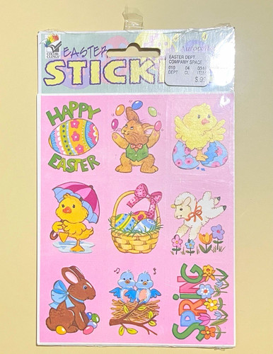 Vintage Color Company Paper Magic Stickers - Happy Easter Bunny Chick Lamb