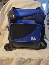 BSI 1 Bowling Ball Single Rolling Canvas Bag Roller Wheeled Blue  Black