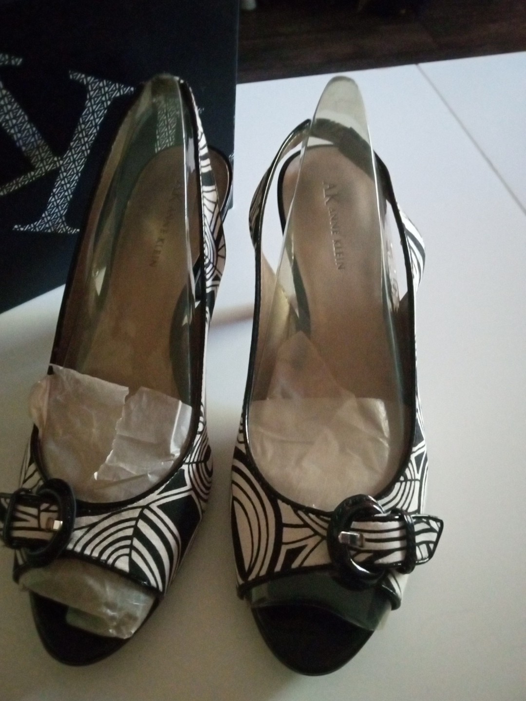 Anne Klein Women's Peeptoe Slingback Shoes Fabric/Patent, Size 10