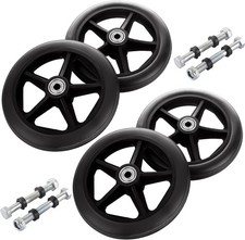 4 Pcs 6 Inch Walker Wheels Replacement, Solid Wheelchair Front Wheels, Anti-Slip