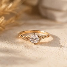 0.5CT Lab Grown Diamond Wedding Ring, 10K Gold Engagement Ring, Gift for Her