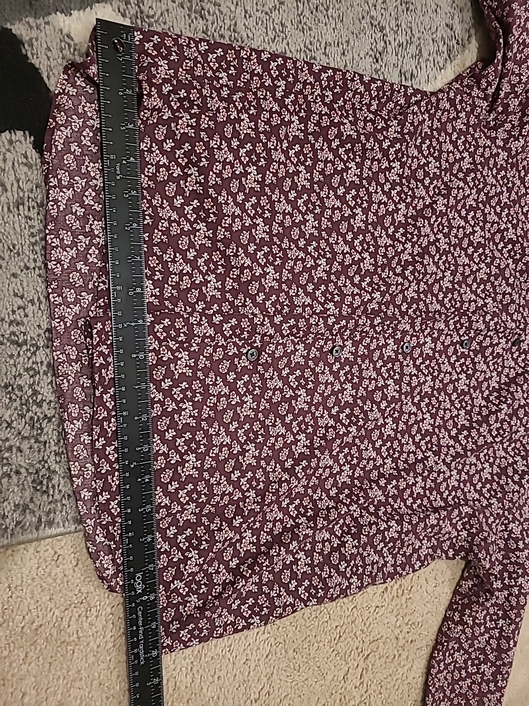 Express Womens Fitted Button Down Maroon Flowers … - image 12