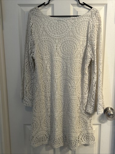Nuevo con etiquetas Vestido Mechant Crochet Forrado Marfil con Mangas Campana Talla XL Boho - Imagen 5 de 5
