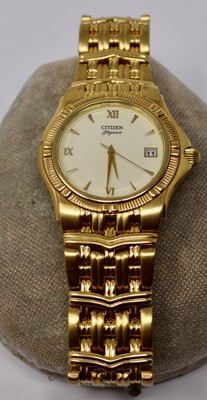 Vintage 1990s Mens Citizen Elegance Gold Plated Date Quartz  display picture 1