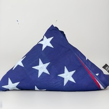 Vintage USA Flag 5x9 Ft 100% Cotton Bunting Embroidered Stars Made in USA