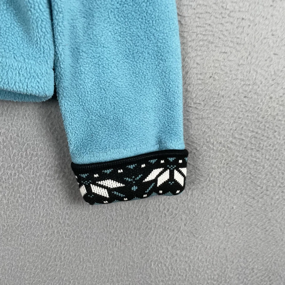 Chaqueta Moda International para mujer pequeña azul polar cremallera completa ribete nórdico con capucha Foto 3 de 4