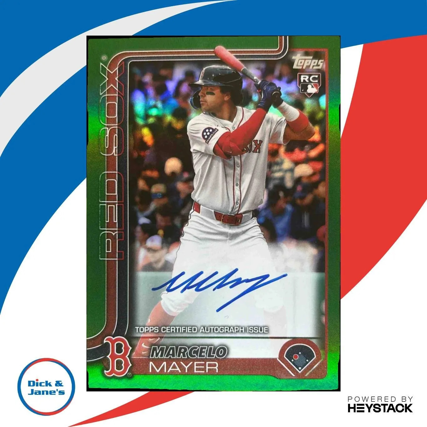 2025 Topps Update Marcelo Mayer Real One Auto Green Foil /99 #US105 RC Red Sox