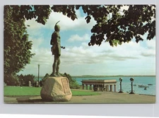Vintage Massasoit Statue Overlooking Plymouth Harbor Photochrome Postcard