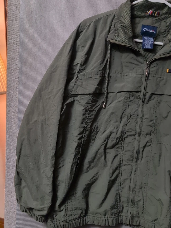 Винтажная женская большая оливковая ветровка на молнии Catalina куртка для парусного спорта - Изображение 4 из 4