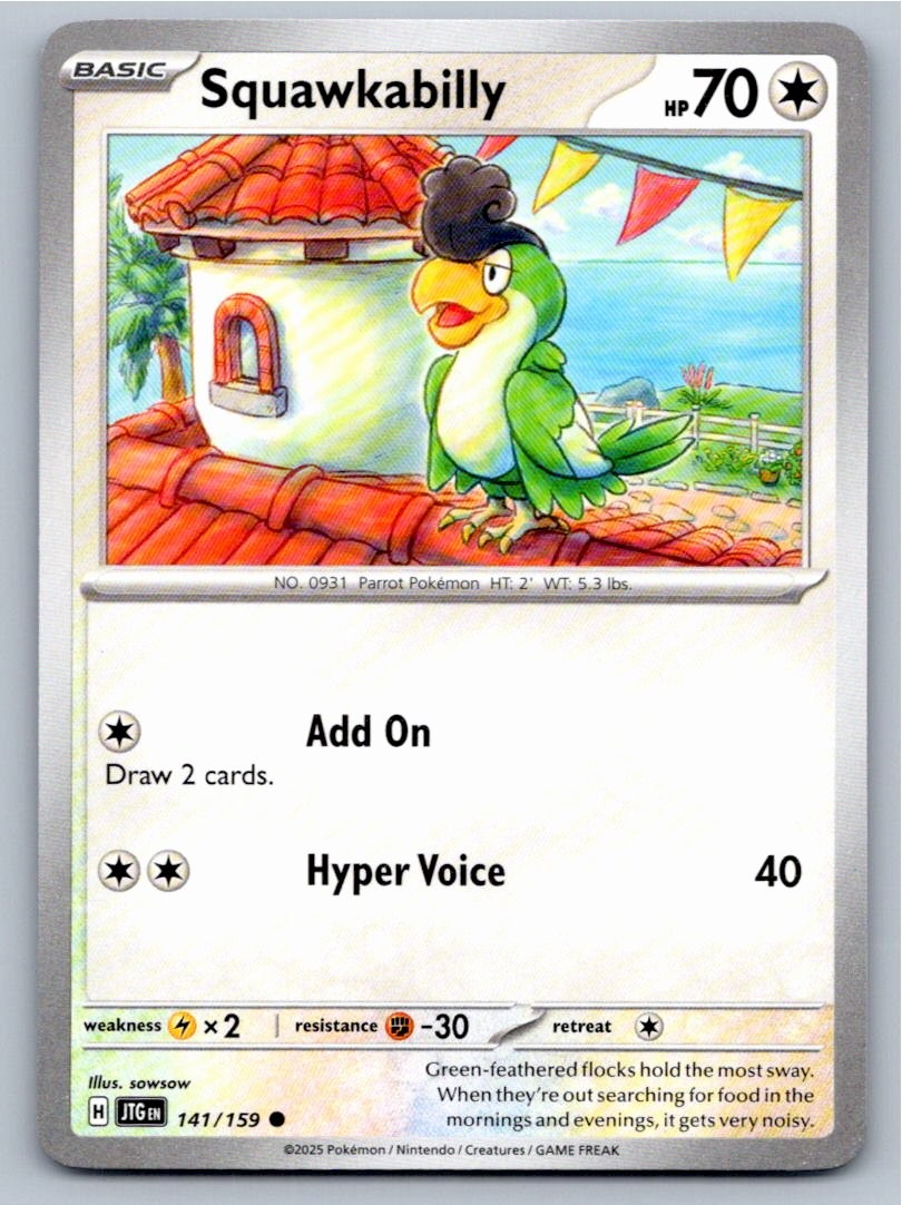 2025 POKEMON SQUAWKABILLY JOURNEY TOGETHER 141/159 COMMON NM A29725 FREE S&H
