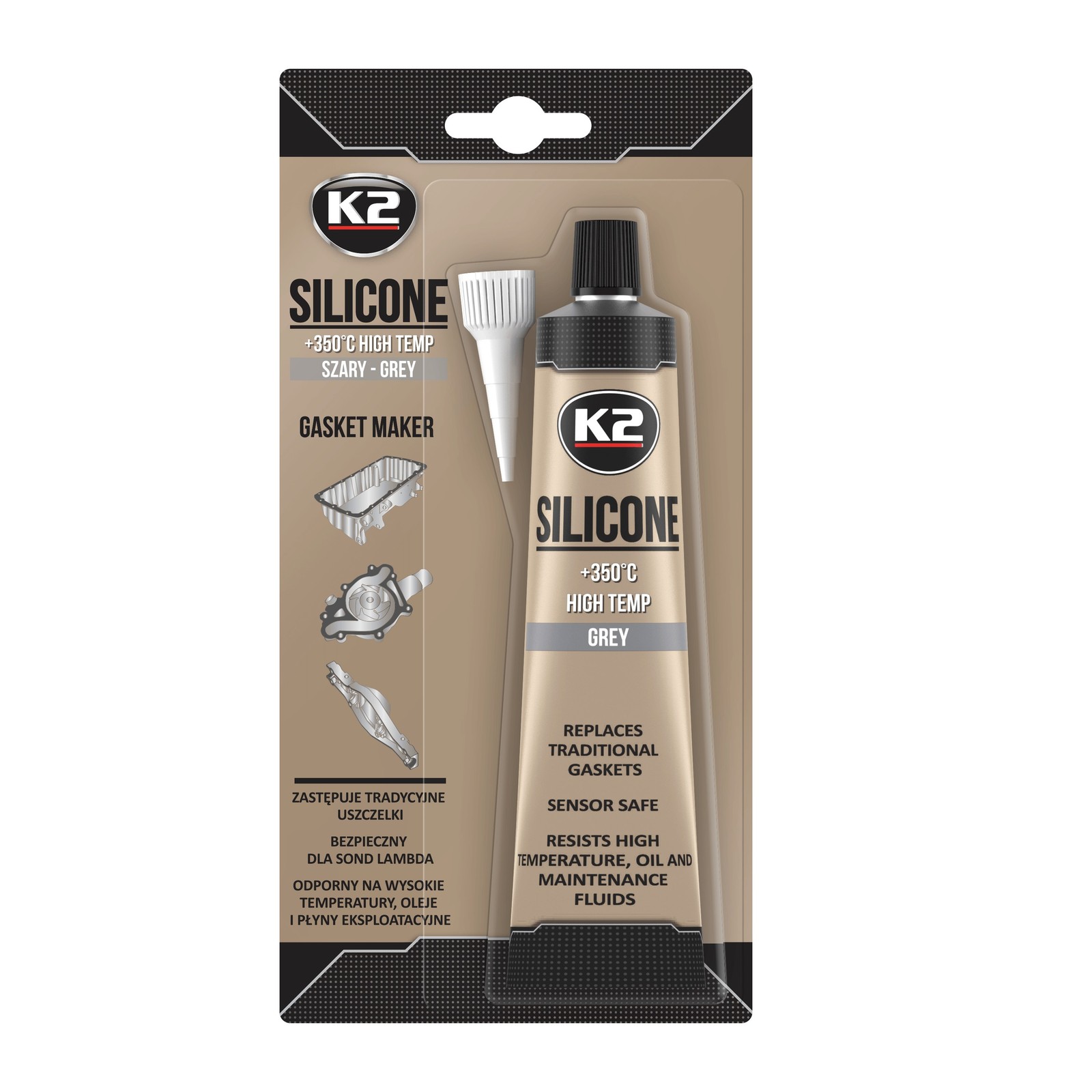 K2 High-Temperature Silicone Sealant Gray Up To +350°C 85g - Image 2