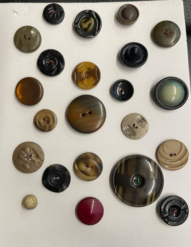 Lot 22 Early Celluloid Buttons Tight Top Wafer Carved Buffed Translucent S-XL