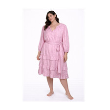 Eliza J Pink Dress 20W Plus Size Ruffle Tiered Belted NWT