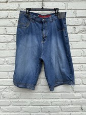 Vintage Y2K Denim Shorts Men 34 Baggy Wide Leg Embroidered Vokal Jorts Skater