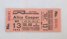 COOPER, ALICE 1973 Authentic Vintage Unused Billion Dollar Babies Tour Ticket M+