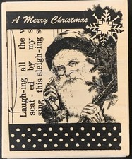 Stampington Co Christmas Santa Collage Rubber Stamp