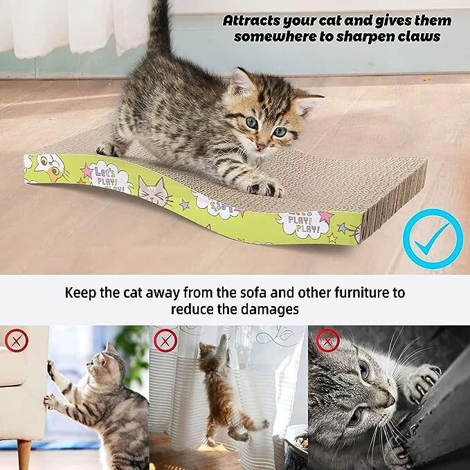 2 Pack Cat Scratch Cardboard Scratching Pad Scratcher Lounge Sofa Bed w/2 Catnip - Image 2 of 4