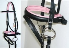 FSS German BABY ROSE PINK Comfort Padded Poll Crank Dressage Show BRIDLE & Reins