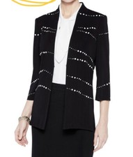 Misook Black Knit Cardigan Jacket With Pearl Accents Detail, Nwt, Xl