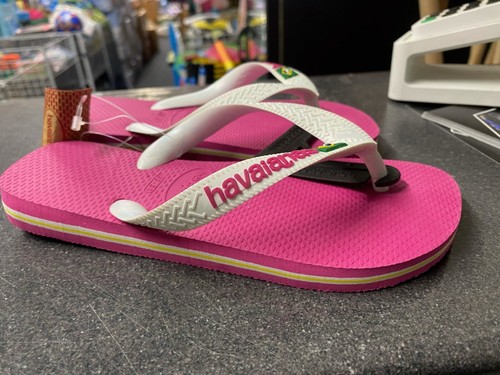 Havaianas Slim Brazil Logo Pink Hollywood Rose - UK Size 1/2 BRA 33/34 - Picture 4 of 5