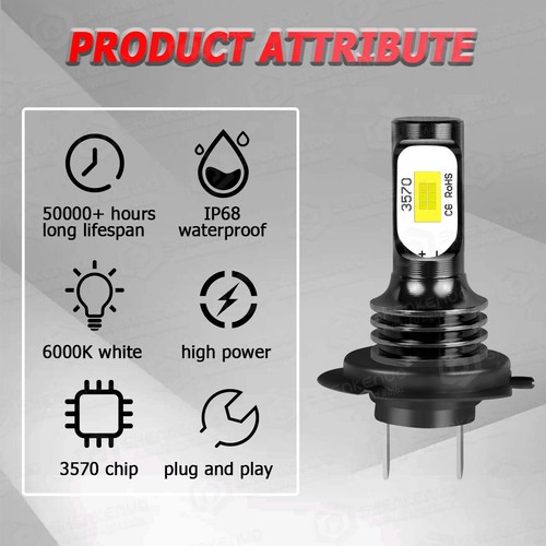 2x H7 LED HEADLIGHT BULBS CONVERSION KIT WHITE 6000k FOR VAUXHALL ASTRA 55W - Picture 6 of 11