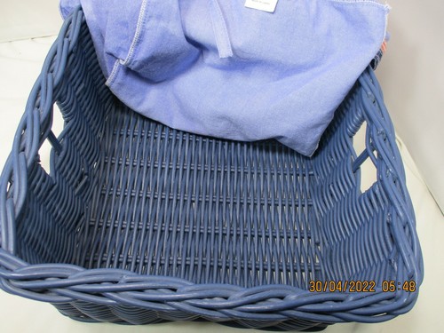 Pottery Barn 12x12x5.5 Square Blue Basket with Red White Blue Star Liner - Picture 8 of 10