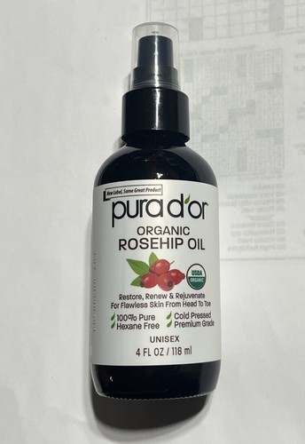 Pura D’Or USDA Organic 100% Rosehip Oil 4 oz~with Essential Fatty Acids - 第 1/2 張圖片
