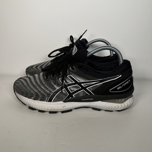 Asics Gel Nimbus 22 Wide Running Shoes Women 8 Black White Athletic Sneakers