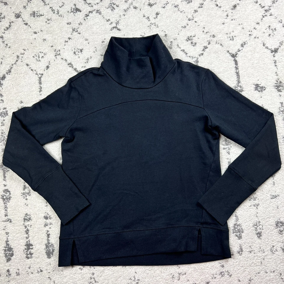 Gaiam Black Cowl Neck Pullover Sz Small Womens Cotton Blend Sweater Thumb Holes - Image 2 of 4