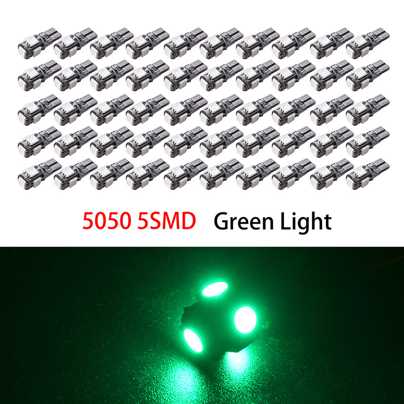 12-Pack T10 Green LED 5050 5-SMD Wedge Bulbs – W5W 194 168 2825 158 192 – 12V