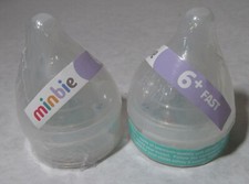 4x TWO 2-PACKS MINBIE 6 MONTH BREAST LIKE SILICONE TEET NIPPLES FAST FLOW
