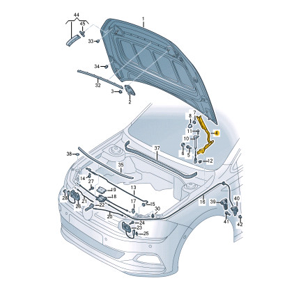 Charnière de capot avant droit pour Volkswagen Polo AW 2G0823302G