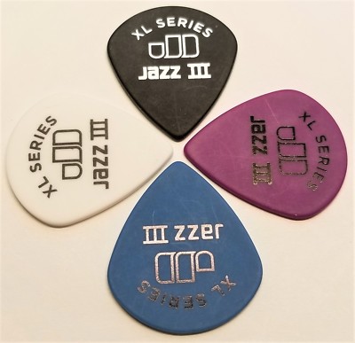  Dunlop Tortex Jazz III XL guitar picks 4 Picks 1.0,1.14,1.35,1.5mm 