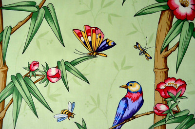 40 + yards avail. / SEE DESCRIPTION Re COLORS / Bamboo, Birds & Butterflies