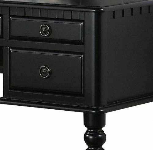 Mueble tocador de mesa de maquillaje con espejo plegable Bobkona negro con taburete 5 cajones Foto 4 de 4
