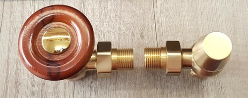 Teams Traditional Antique Brass Manual Radiator Valve Angled Pack Set Pair TB - Picture 3 of 3