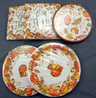 Fall Give Thanks Dinner Set 16 Dinner Plates, 8 Dessert Plates and 32 ...