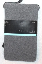 Attention Charcoal/Gray Control Top Solid Opaque Tights 1 Pair - Regular/Plus