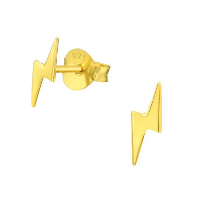 1 Paar Ohrringe 925 Sterling Silber Ohrstecker vergoldet mit Blitz - Bild 1 von 2
