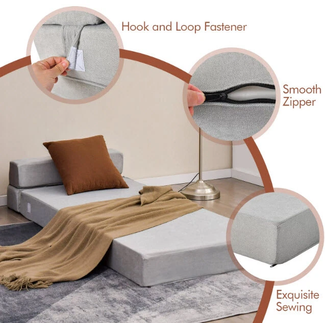 Sillón Sofá Cama Convertible De Descanso Poliéster Esponja Cama Triple Plegable Foto 2 de 4