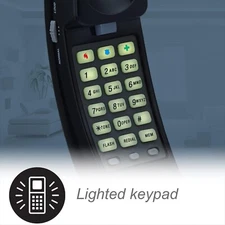 AT&T 210 Basic Trimline Corded Phone, No AC Power, Wall-Mountable, Black