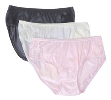 Shadowline Women's Underwear Pink Ivory Black Hipster Nylon with Lace Full Cover