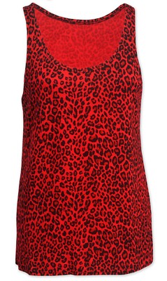00s Roen 豹 Leopard Drape Cutsew JP Label Women's Red Leopard Print Tank Top Punk Gothic Animal Print