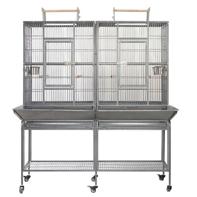 183cm Pet Twin Double Bird Cage Parrot Aviary Stand Removable