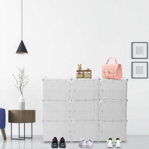6 Tier Shelf Stackable Storage Organizer Shoe Rack Clear Door Unit Cube Cabinet