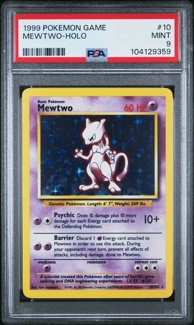 1999 Base Set Mewtwo Holo 10/102 PSA 9 GTC9359 TCGG